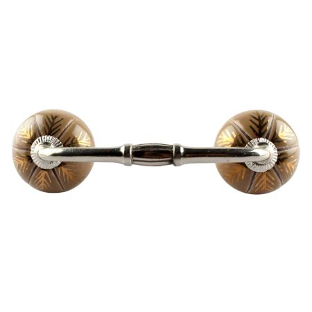 Golden Leaf Ceramic Floral Bridge Handle